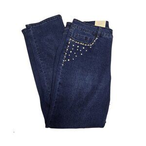 Laura Plus Blue Jeans 16 Pearl Rhinestones Studde Embellished Stretch Denim Glam